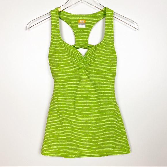 Lucy Tops - Lucy Workout Tank Top Green Striped X-Small